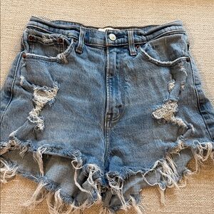 Distressed abercrombie Blue Denim Shorts